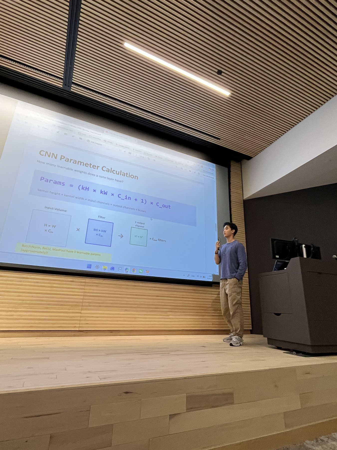 Zixun explaining convolutional neural network parameter calculations